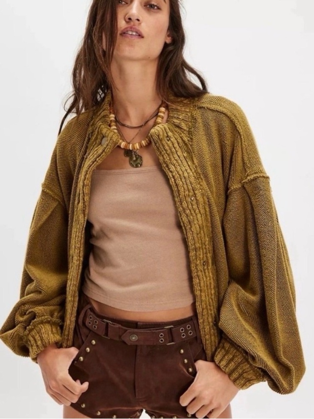 NWT $168 Free People We The Free Cute In This Cardi in Fir Green Size XS